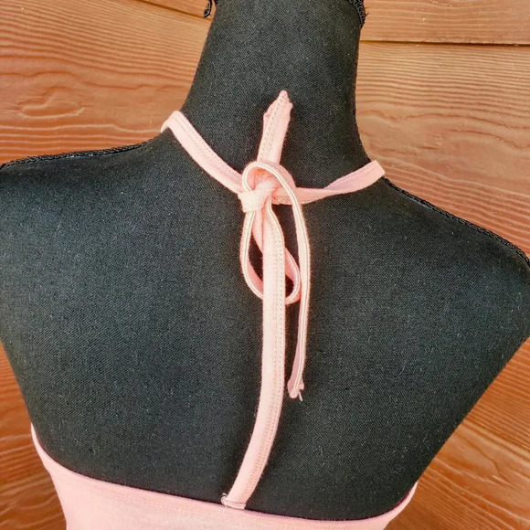 NWT Isaac Morris Women's USA Flag Graphic Halter Cropped Top Coral Pink XS - Picture 5 of 12